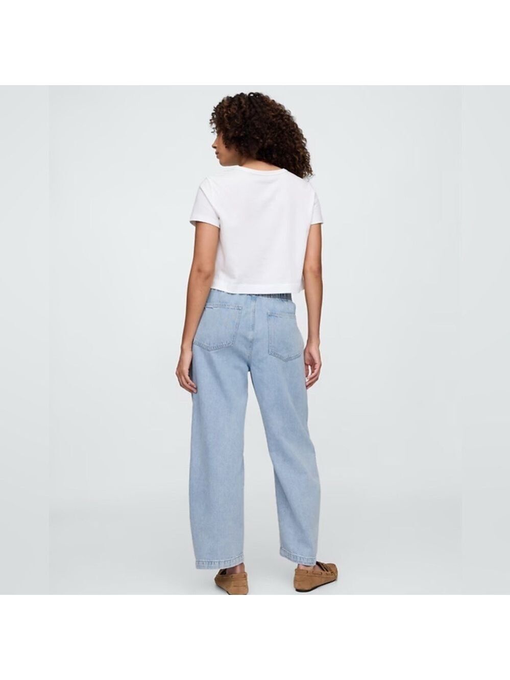 Gap Beachy BoHo Casual Summer Mid Rise Supersoft Pull-On Barrel Jeans NWT Small - Picture 4 of 9